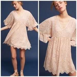 Anthropologi Brooke Embroidered Eyelet Swing Dress